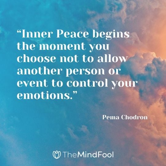 “Inner Peace begins the moment you choose not to allow another person or event to control your emotions.” - Pema Chodron