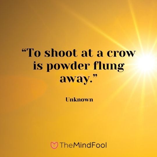 “To shoot at a crow is powder flung away.” – Unknown