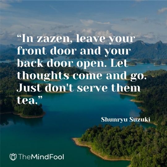 “In zazen, leave your front door and your back door open. Let thoughts come and go. Just don't serve them tea.” ― Shunryu Suzuki 