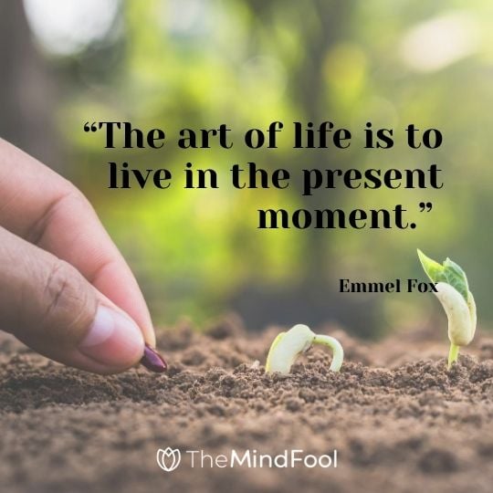 “The art of life is to live in the present moment.” – Emmel Fox