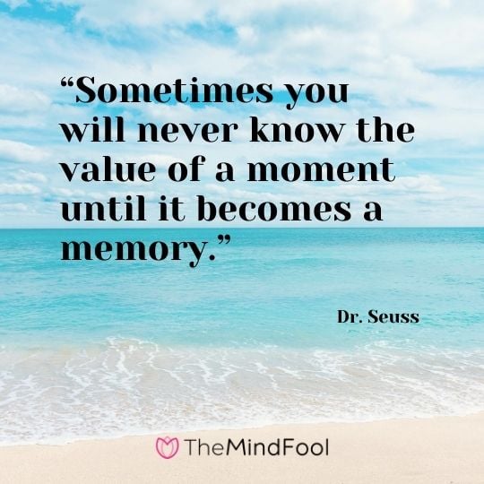 “Sometimes you will never know the value of a moment until it becomes a memory.” – Dr. Seuss