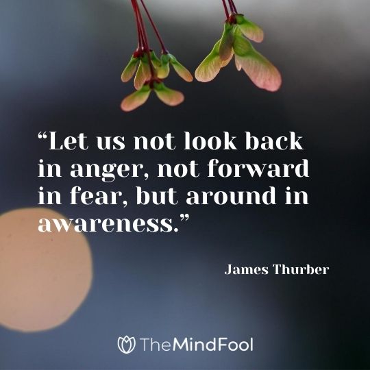 “Let us not look back in anger, not forward in fear, but around in awareness.” – James Thurber