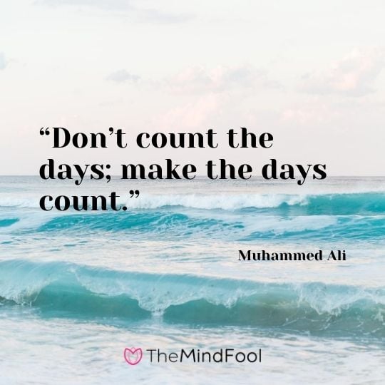 “Don’t count the days; make the days count.” – Muhammed Ali