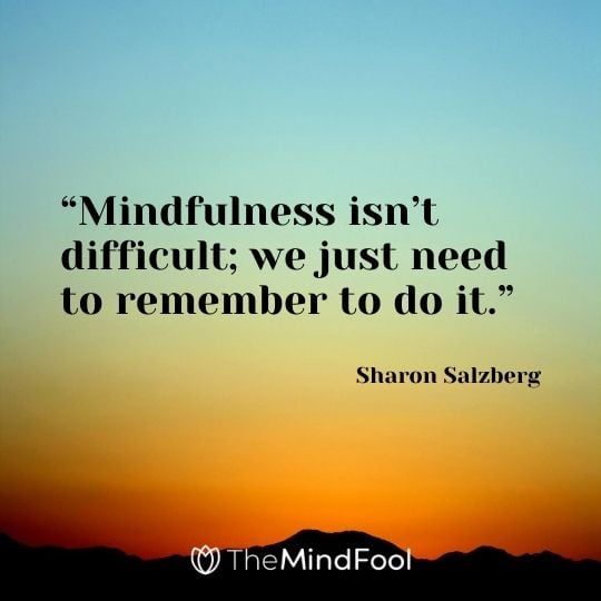 “Mindfulness isn’t difficult; we just need to remember to do it.” – Sharon Salzberg