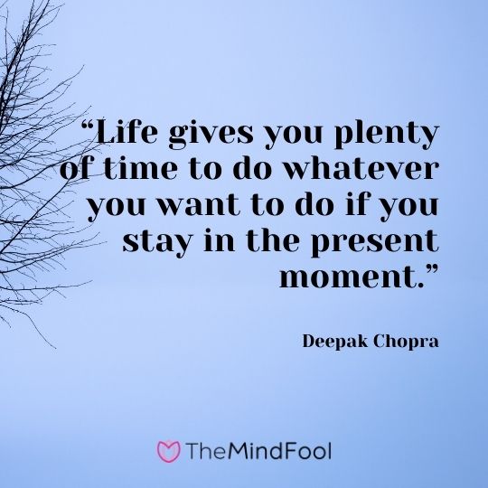 “Life gives you plenty of time to do whatever you want to do if you stay in the present moment.”– Deepak Chopra