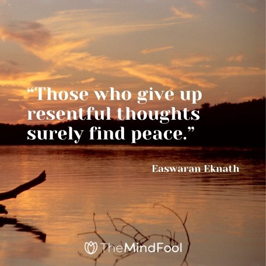 “Those who give up resentful thoughts surely find peace.” – Easwaran Eknath