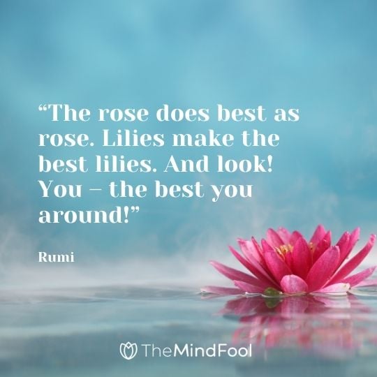 The rose does best as rose. Lilies make the best lilies. And look! You – the best you around! -Rumi