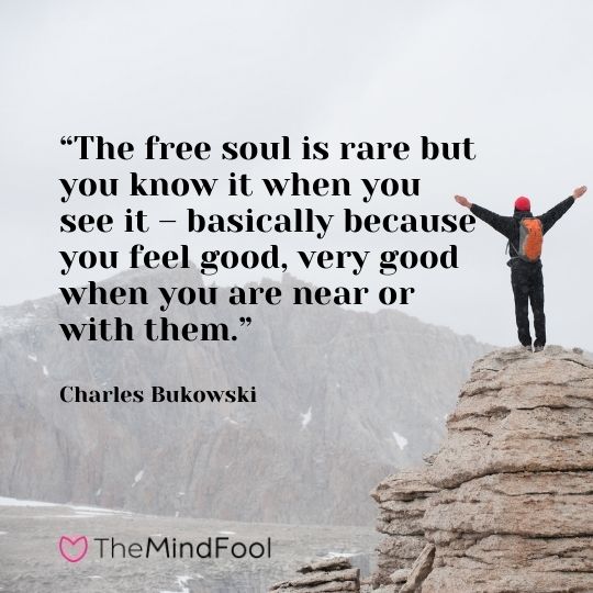 “The free soul is rare but you know it when you see it – basically because you feel good, very good when you are near or with them.” -Charles Bukowski